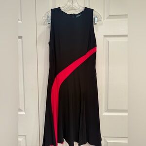 Lauren Ralph Lauren Women’s Dress 10 Black, Pink Zip Sleeveless, Stretch, A-Line